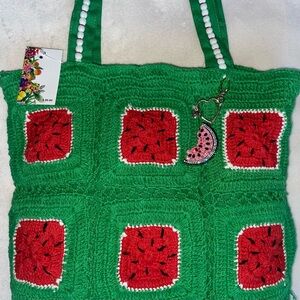 crochet watermelon tote & Betsey Johnson charm